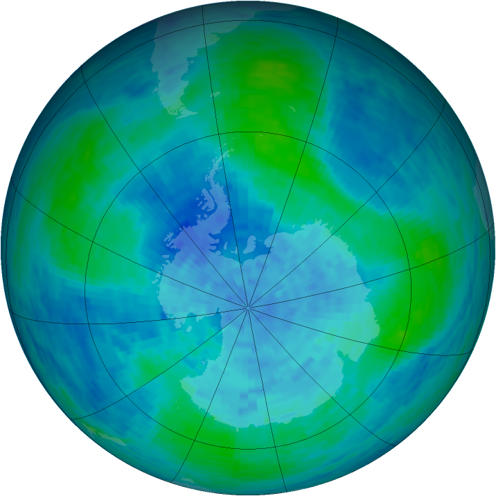 Antarctic ozone map for 02 March 1994